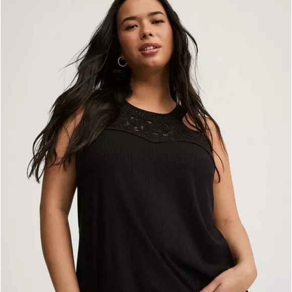 torrid Tops - #T284- NWT Torrid Black Crochet Swing Tank Top-1x